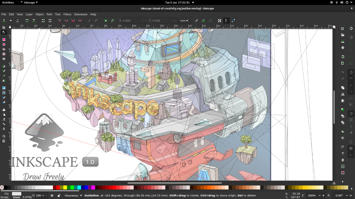 Outline Overlay Preview in Inkscape 1.1; historical feature screenshot