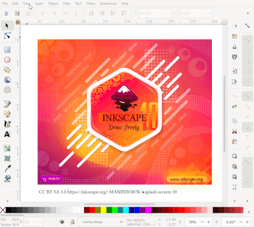 Inkscape split-screen preview; historical feature screenshot