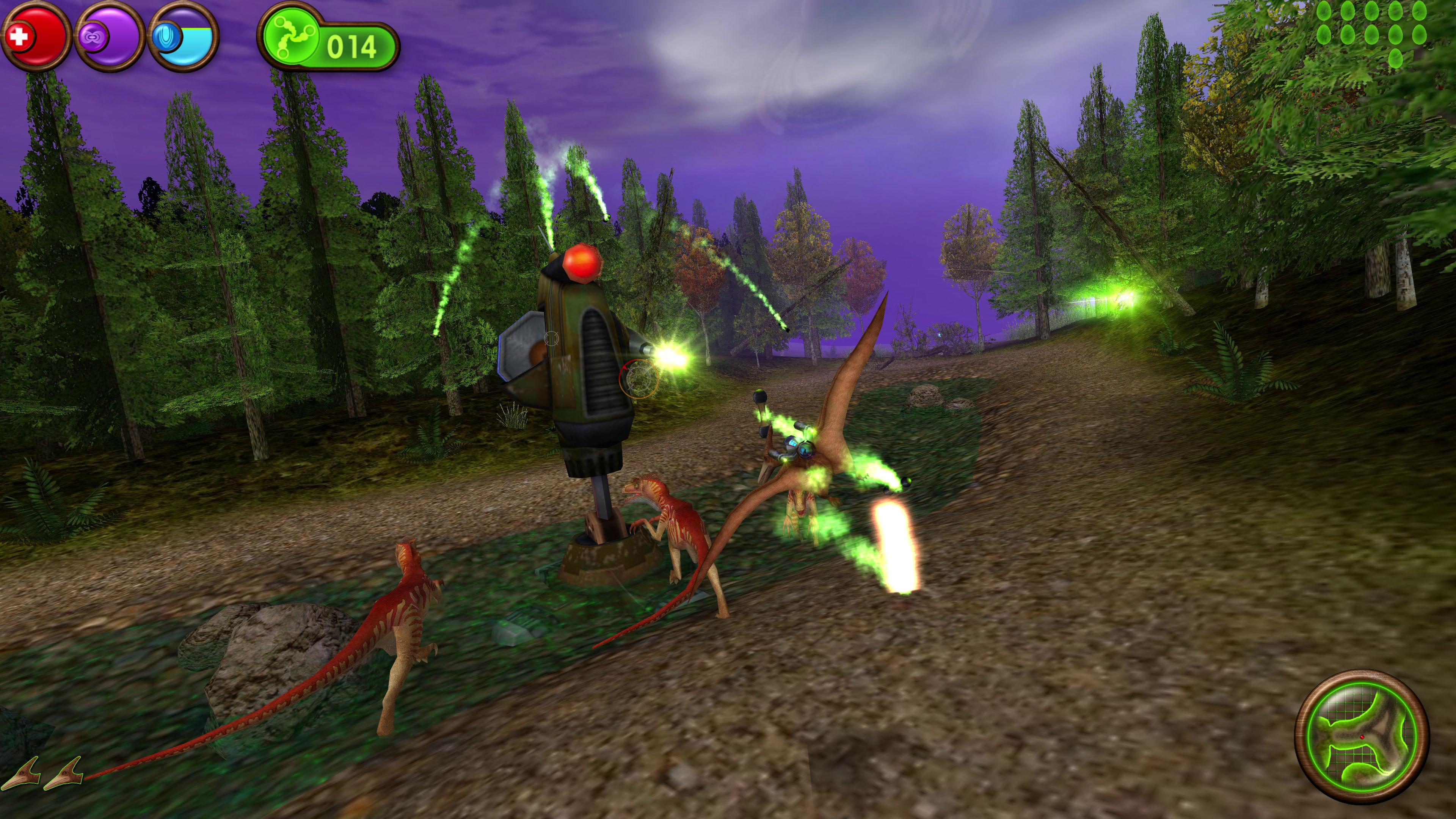 Nanosaur II: Hatchling: Combat in a darker forested area