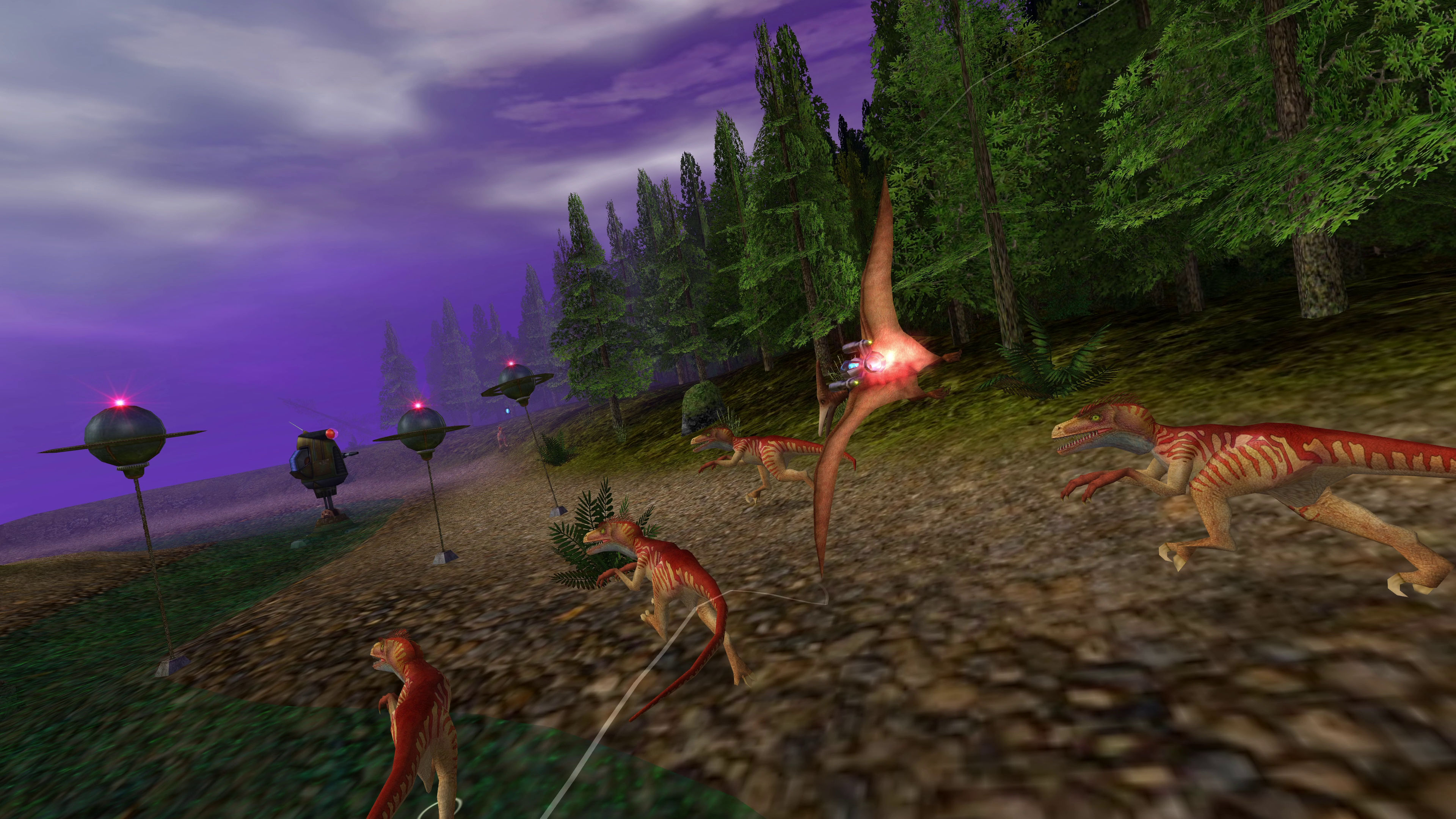 Nanosaur II: Hatchling: A flying dinosaur over open terrain
