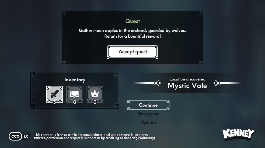 Fantasy UI Borders: example scene