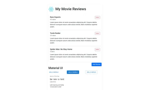 A screenshot of the project described as React Project.
