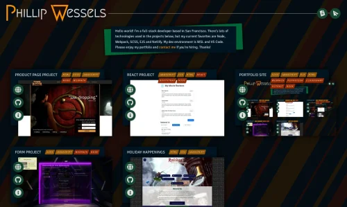 A screenshot of the project described as Portfolio Site.