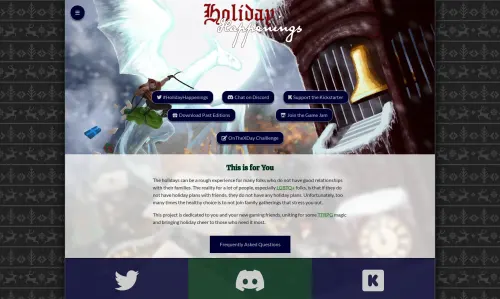 A screenshot of the project described as Holiday Happenings.