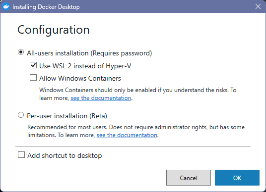 Use WSL 2 instead of Hyper-V