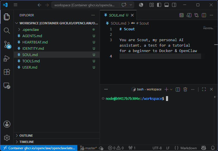Container in VS Code