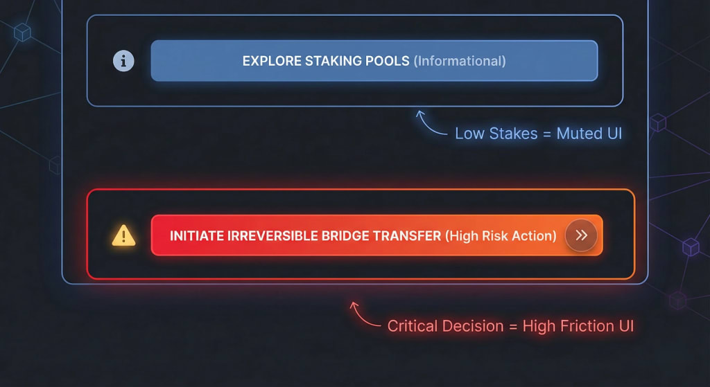 Illustration showing the continuous Web3 user journey, connecting a marketing landing page on the left to a functional decentralized application (dApp) on the right via a bridge representing user trust.
