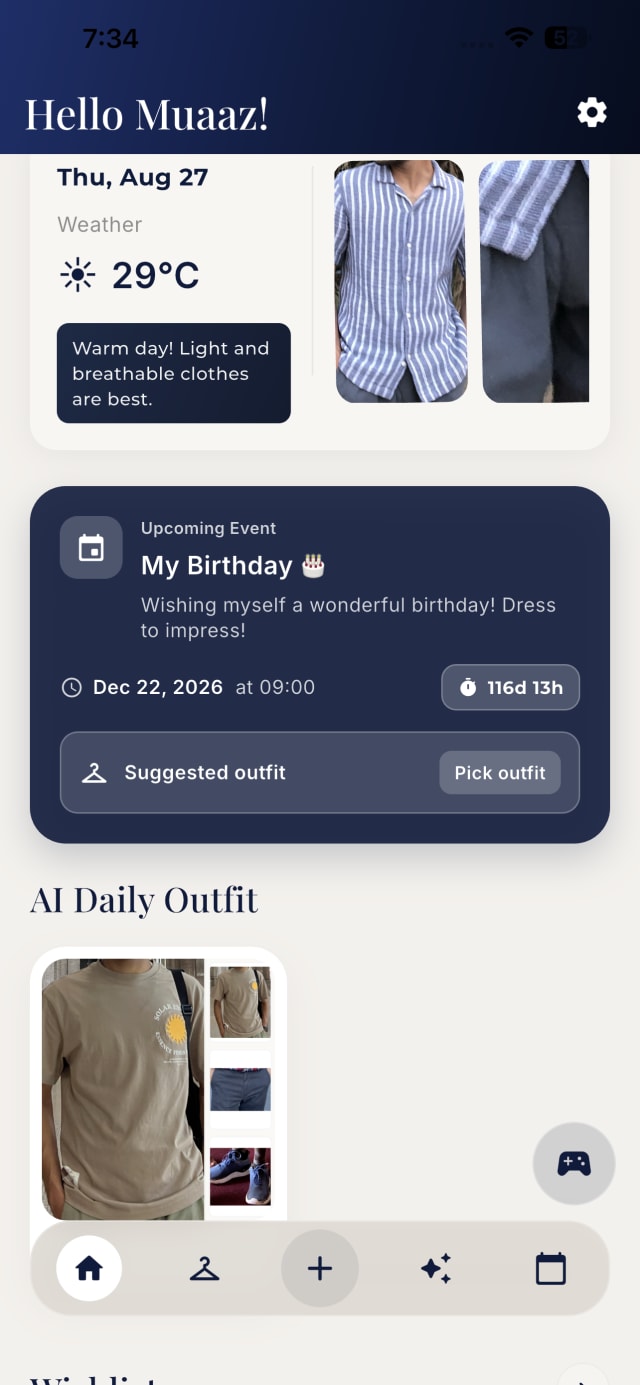 Dressia app screenshot on iPhone