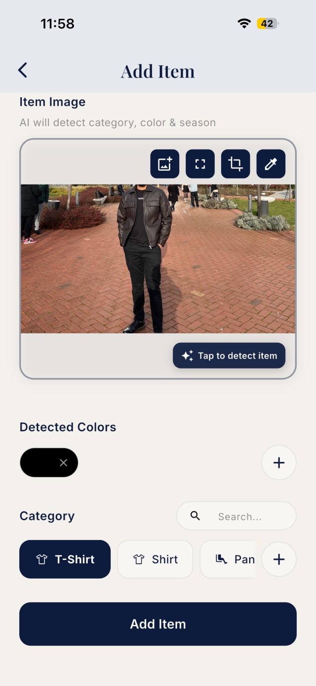 Dressia app screenshot — Build Your Wardrobe