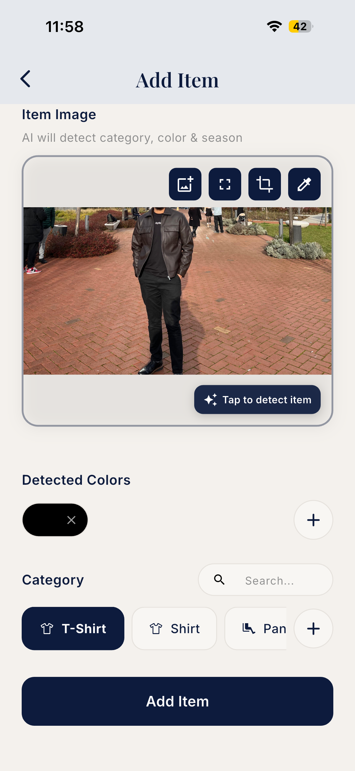 Dressia app screenshot — Build Your Wardrobe