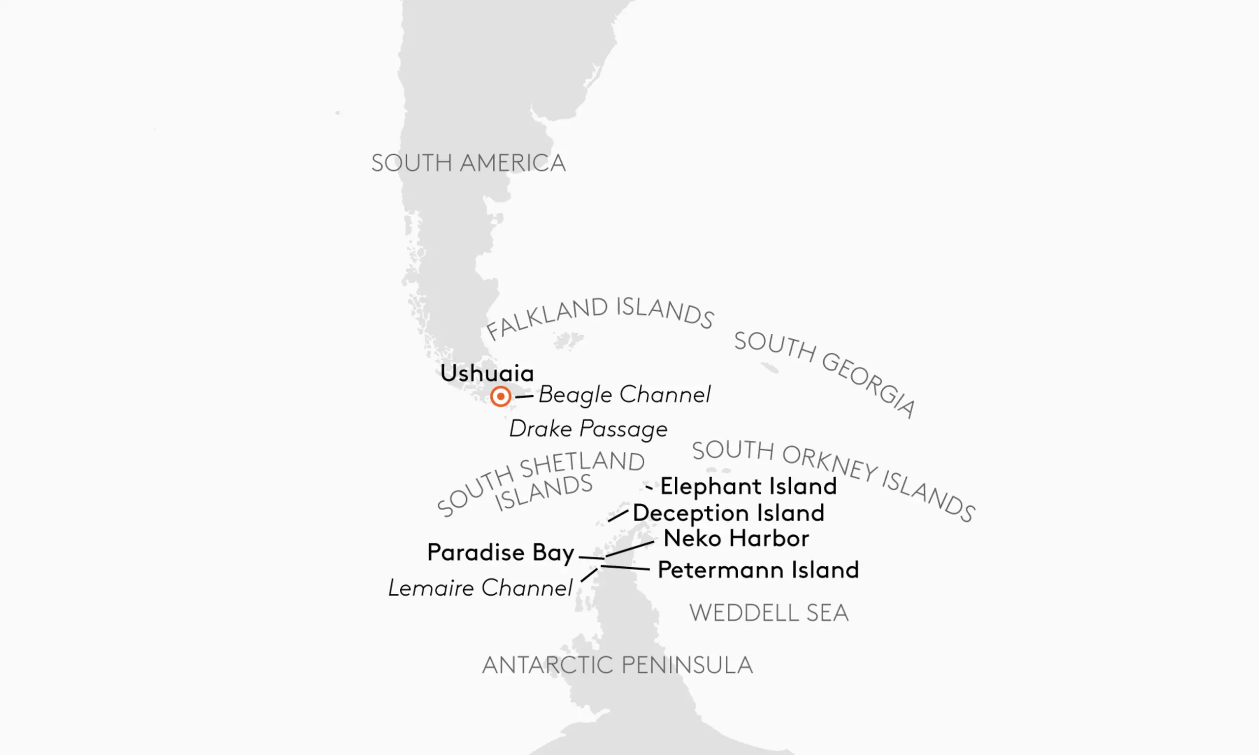 Expedition Antarctica: wildlife worlds Intensive Route