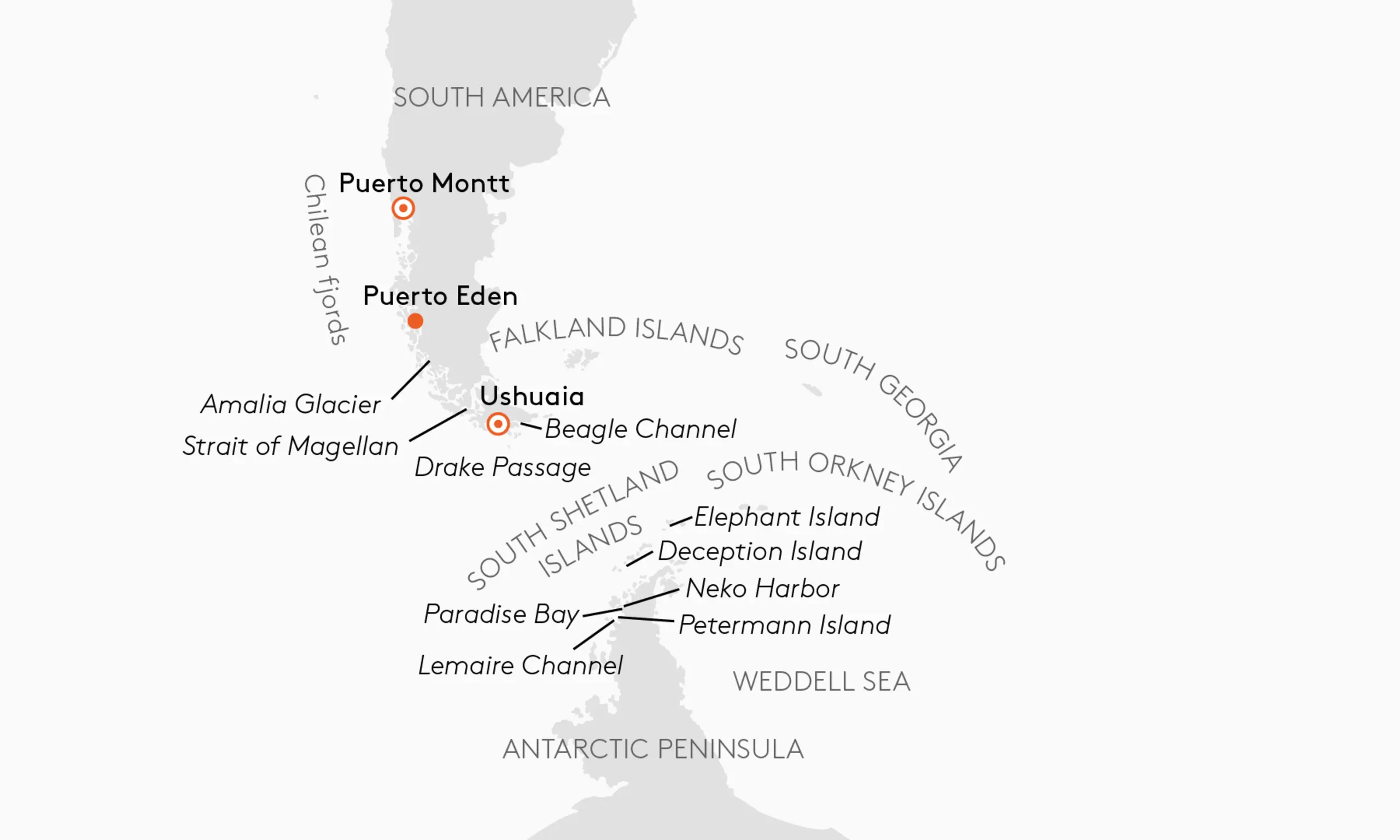 Expedition Antarctica with Chile's fjord world Route