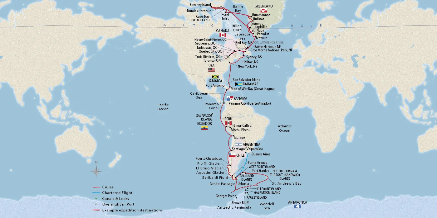 From the Arctic to Antarctica Route
