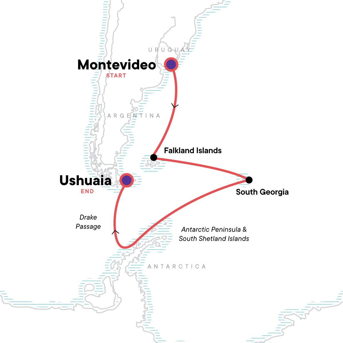 Falklands, South Georgia & Antarctica Route