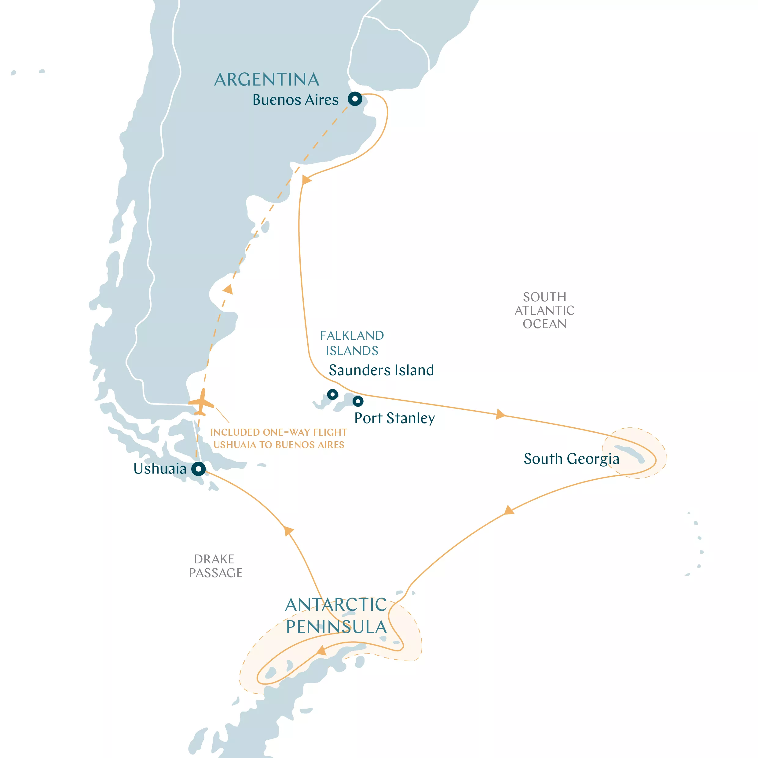 Long Arc to Antarctica Route