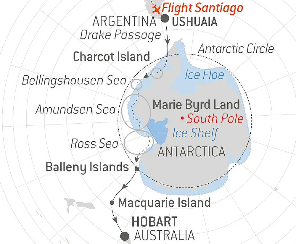 Unexplorer Antarctica between Two Continents Route
