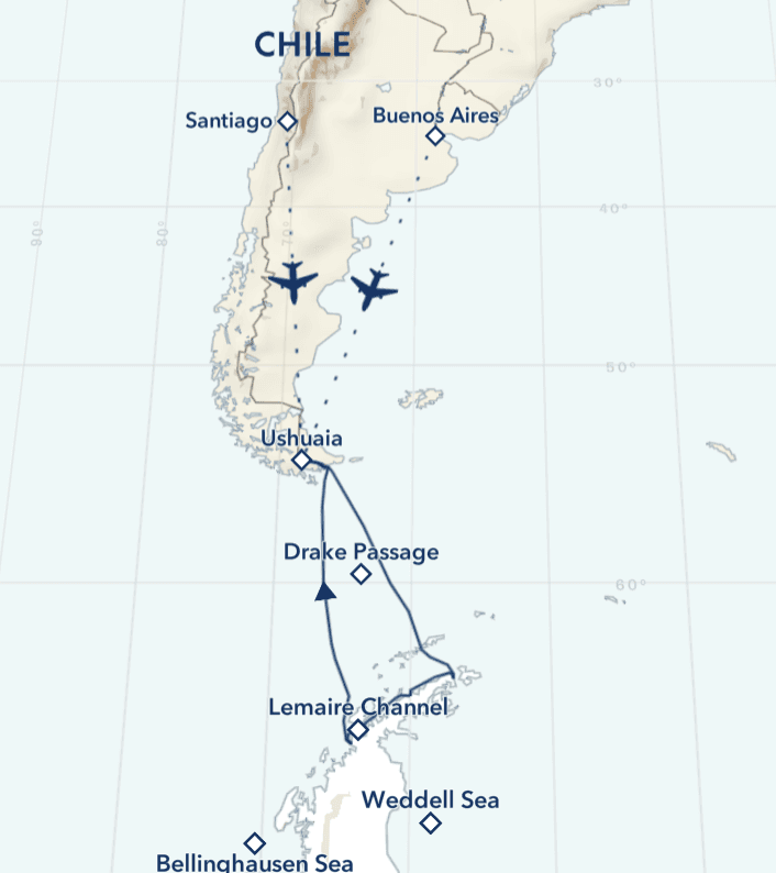 Voyage to Antarctica Route