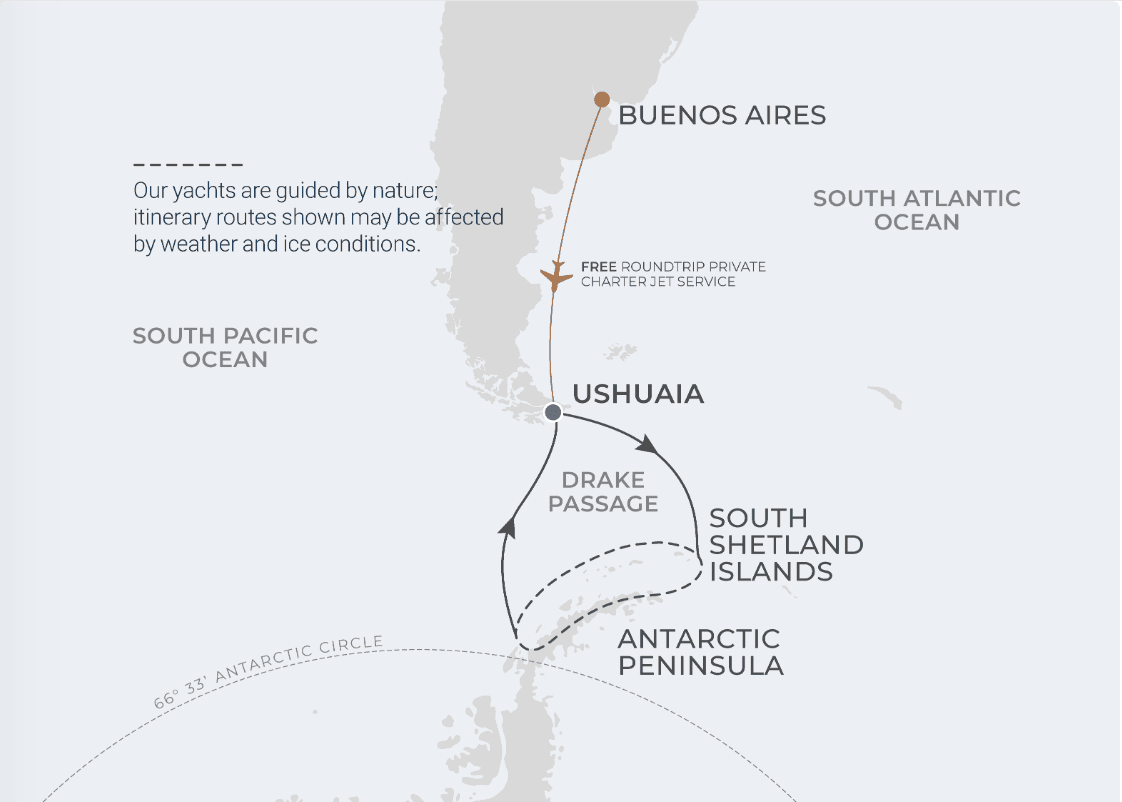 7-night ushuaia to king george island Route