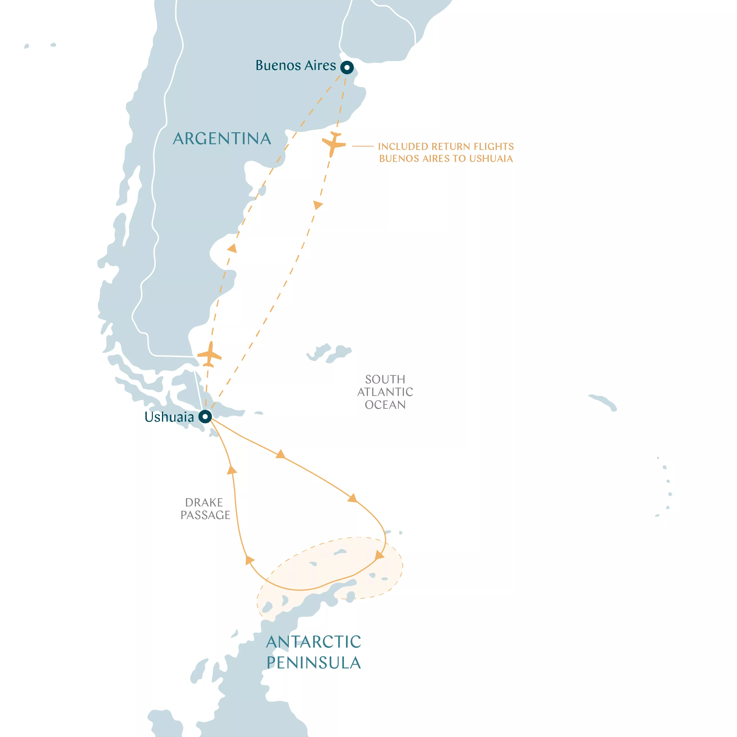 Antarctic Peninsula in Depth 11 Days Route