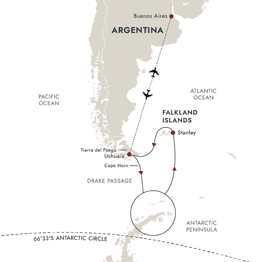 Antarctica & Falkland Expedition Route