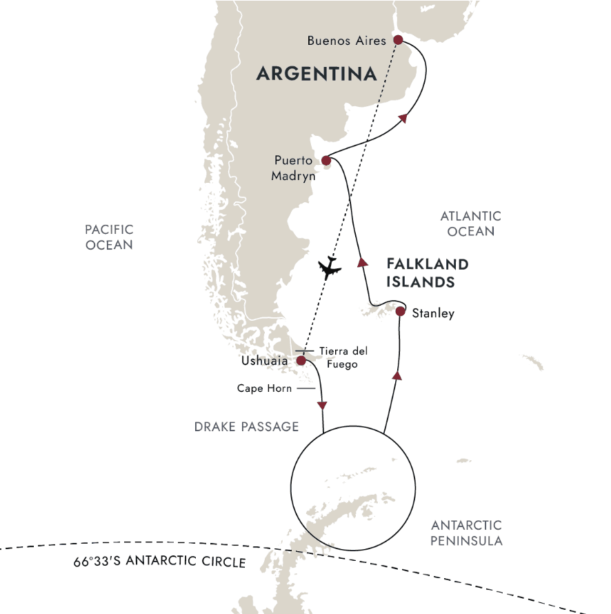 Antarctica & Falklands Expedition | Northbound Route