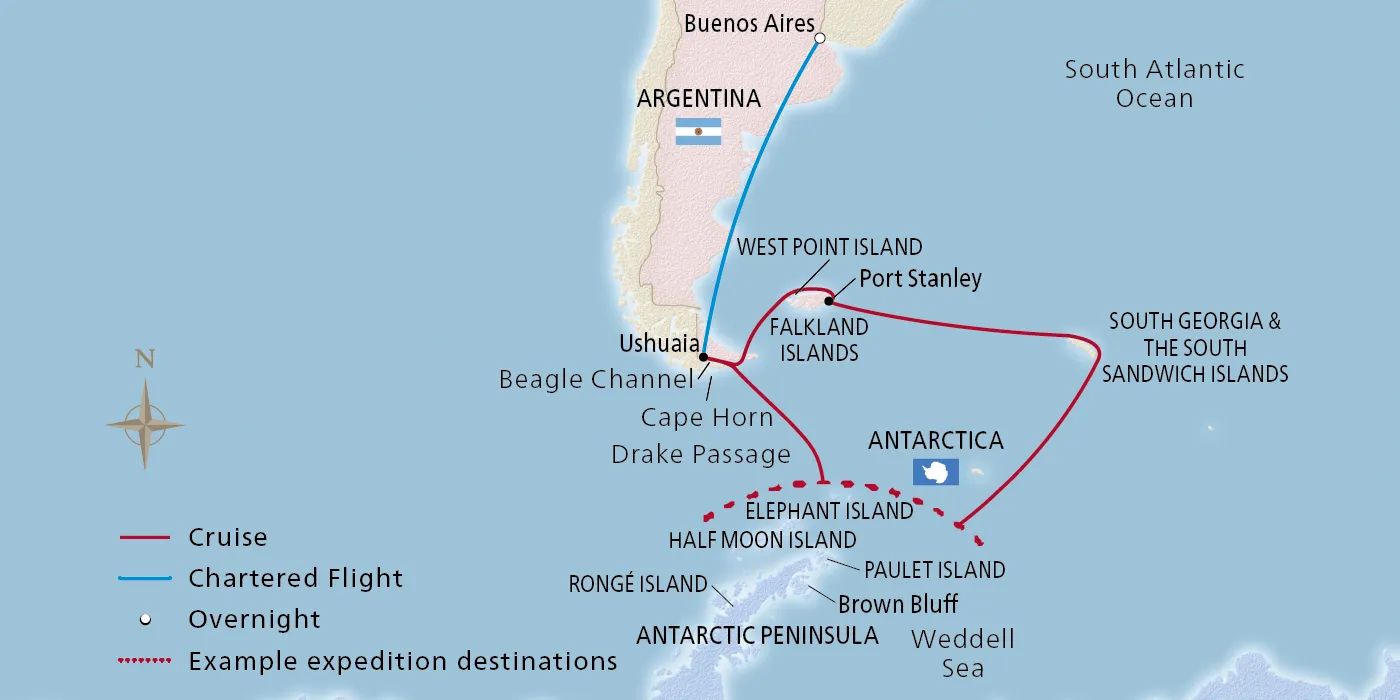 Antarctica & South Georgia Island Route