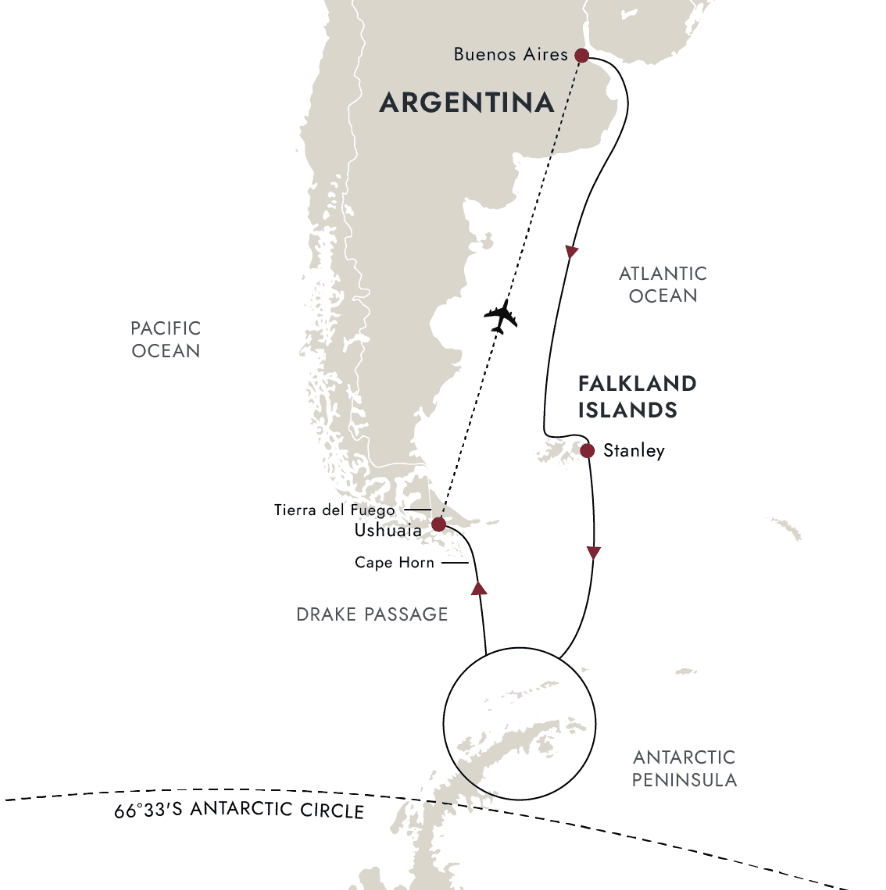 Antarctica and Falklands Expedition | Southbound Route