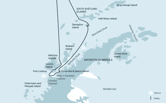 Antarctica Discovery and Learning Voyage Route