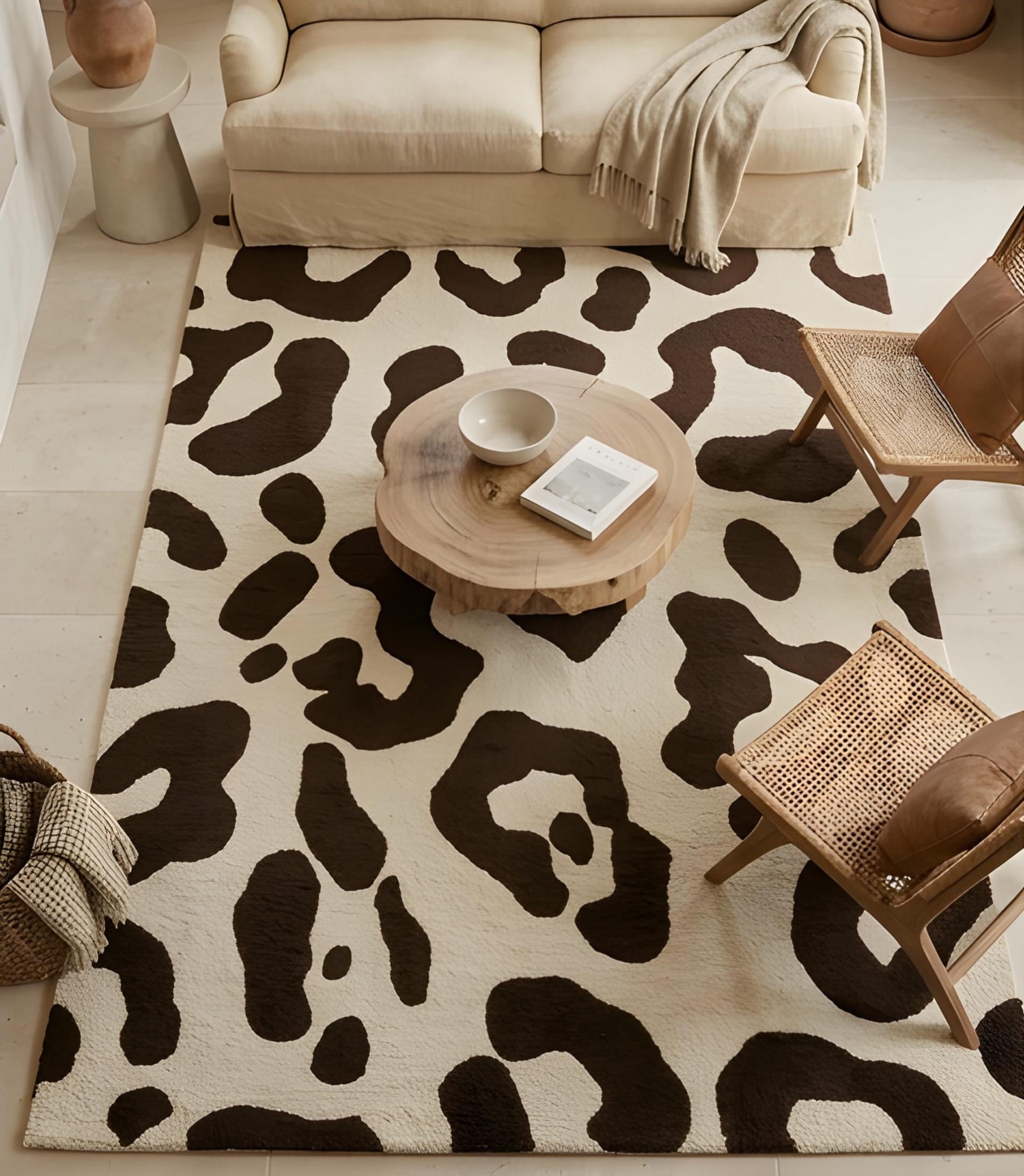 Ivory Cow Print Statement