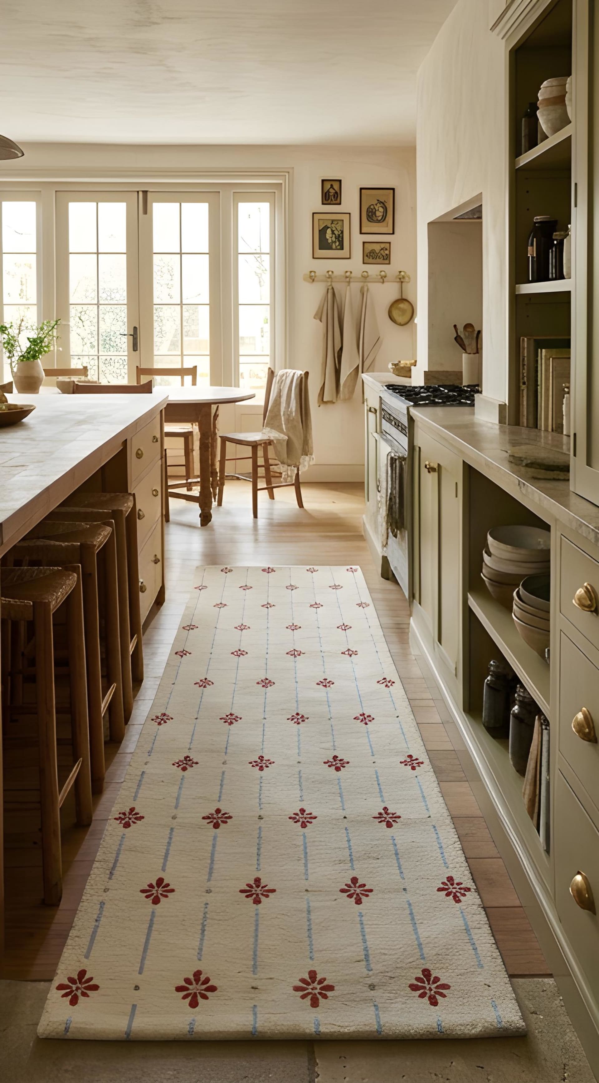 Ivory Folk Floral Grid Runner
