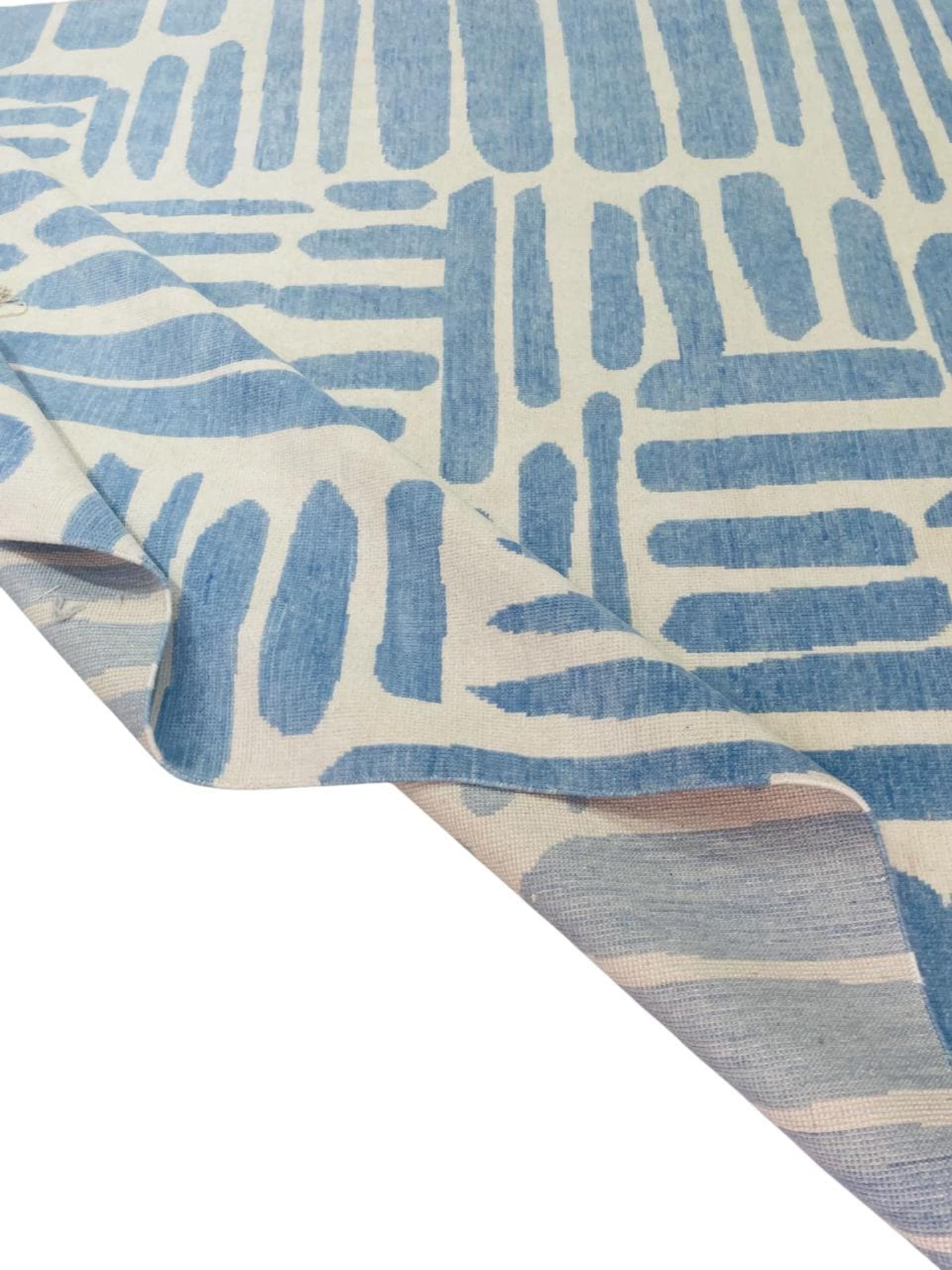 Blue Ivory Abstract Brushstroke
