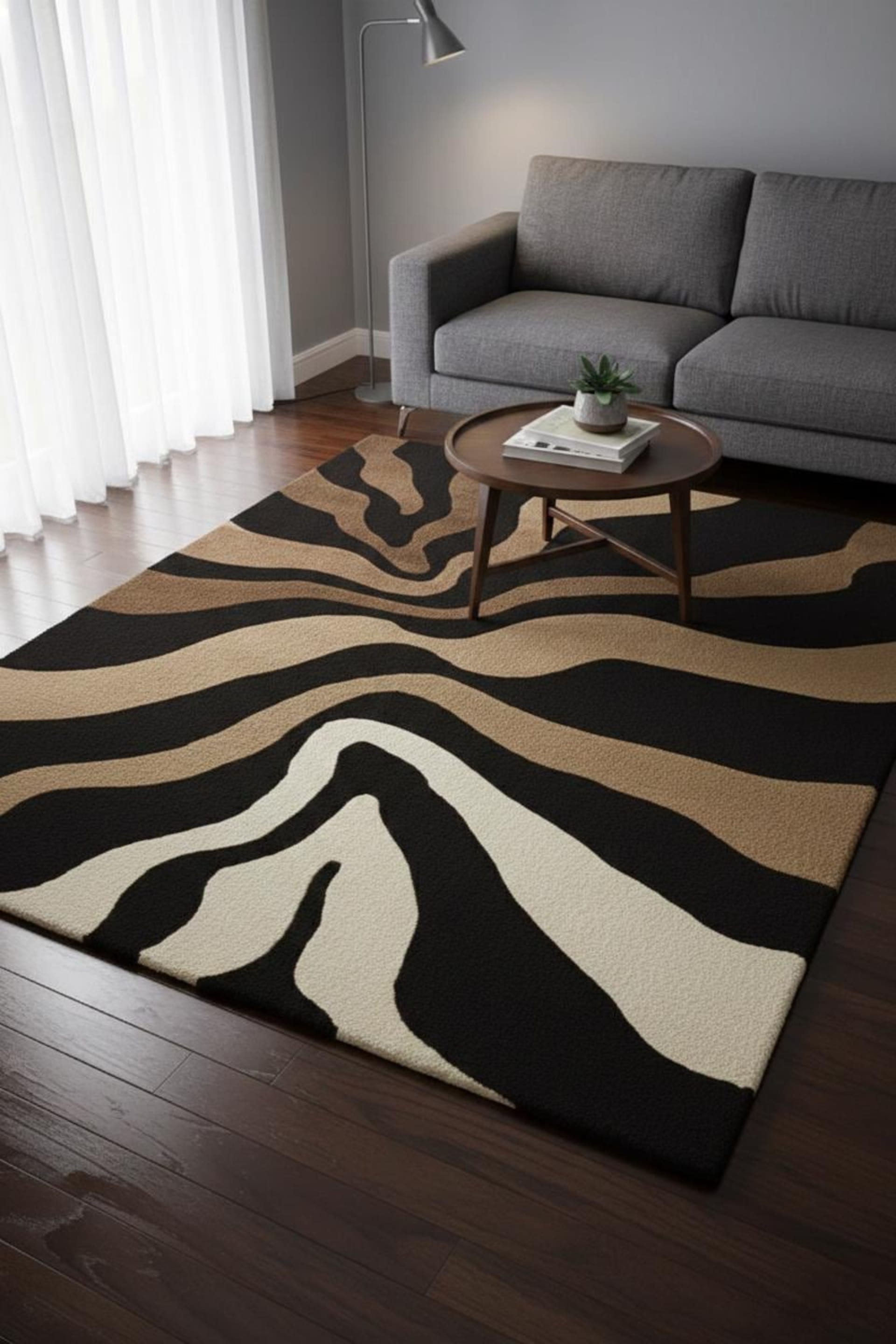 Ebony Ivory Zebra Flow Rug