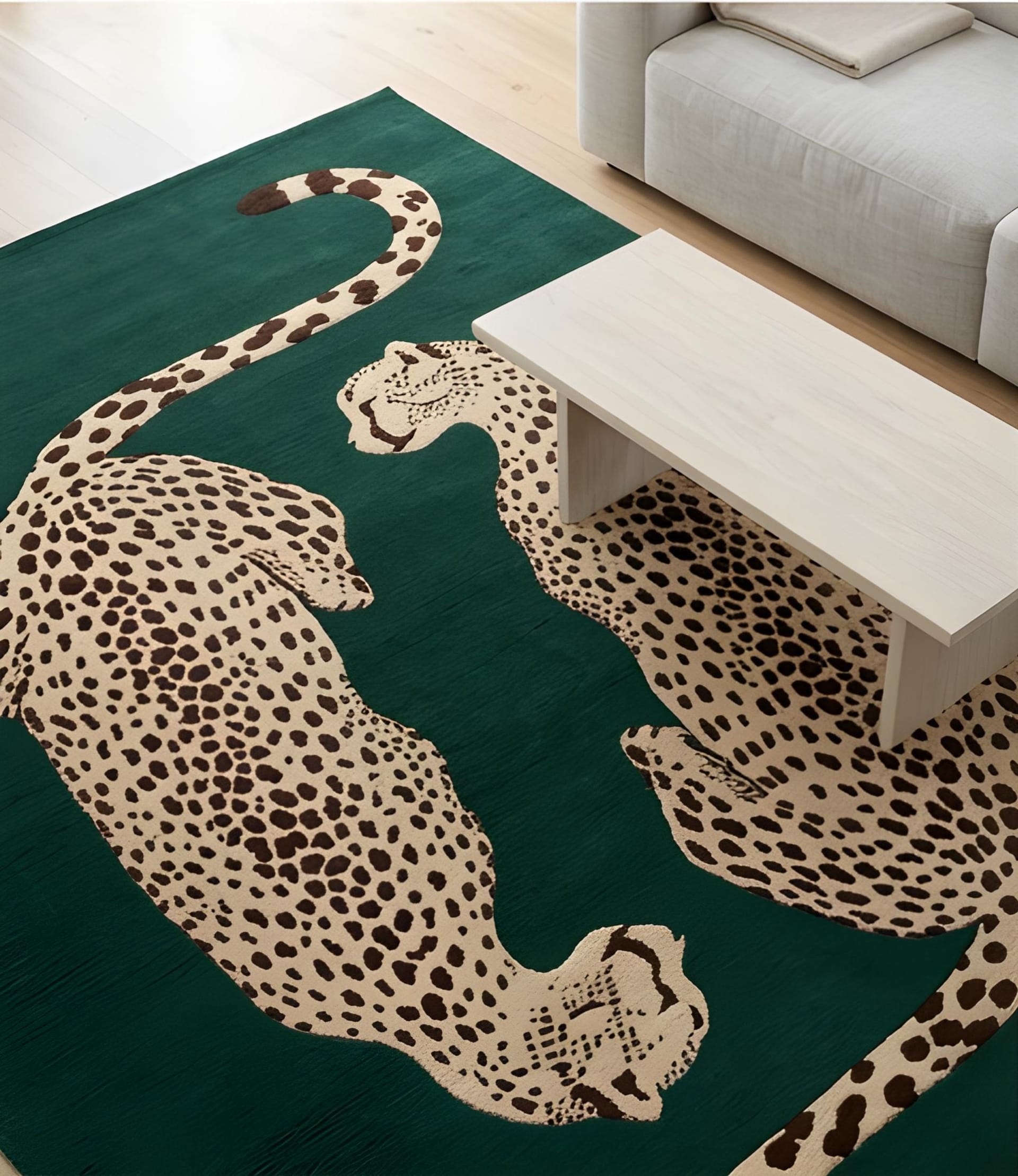 Emerald Leopard Statement Rug
