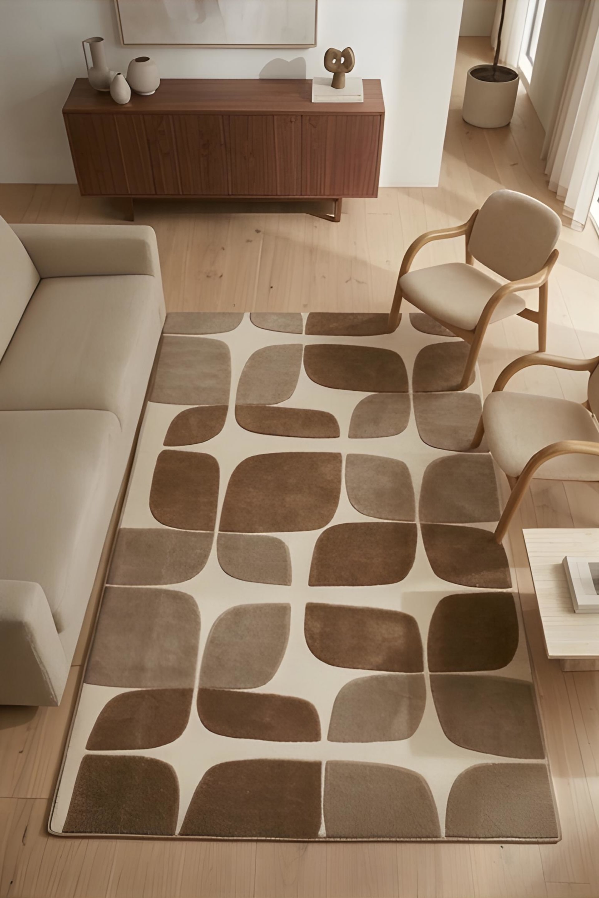 Caramel Taupe Mid-Century Grid