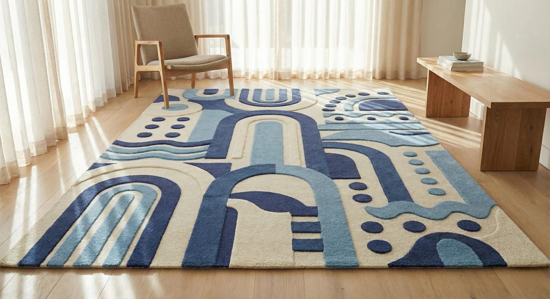Blue Cream Arc Geometric