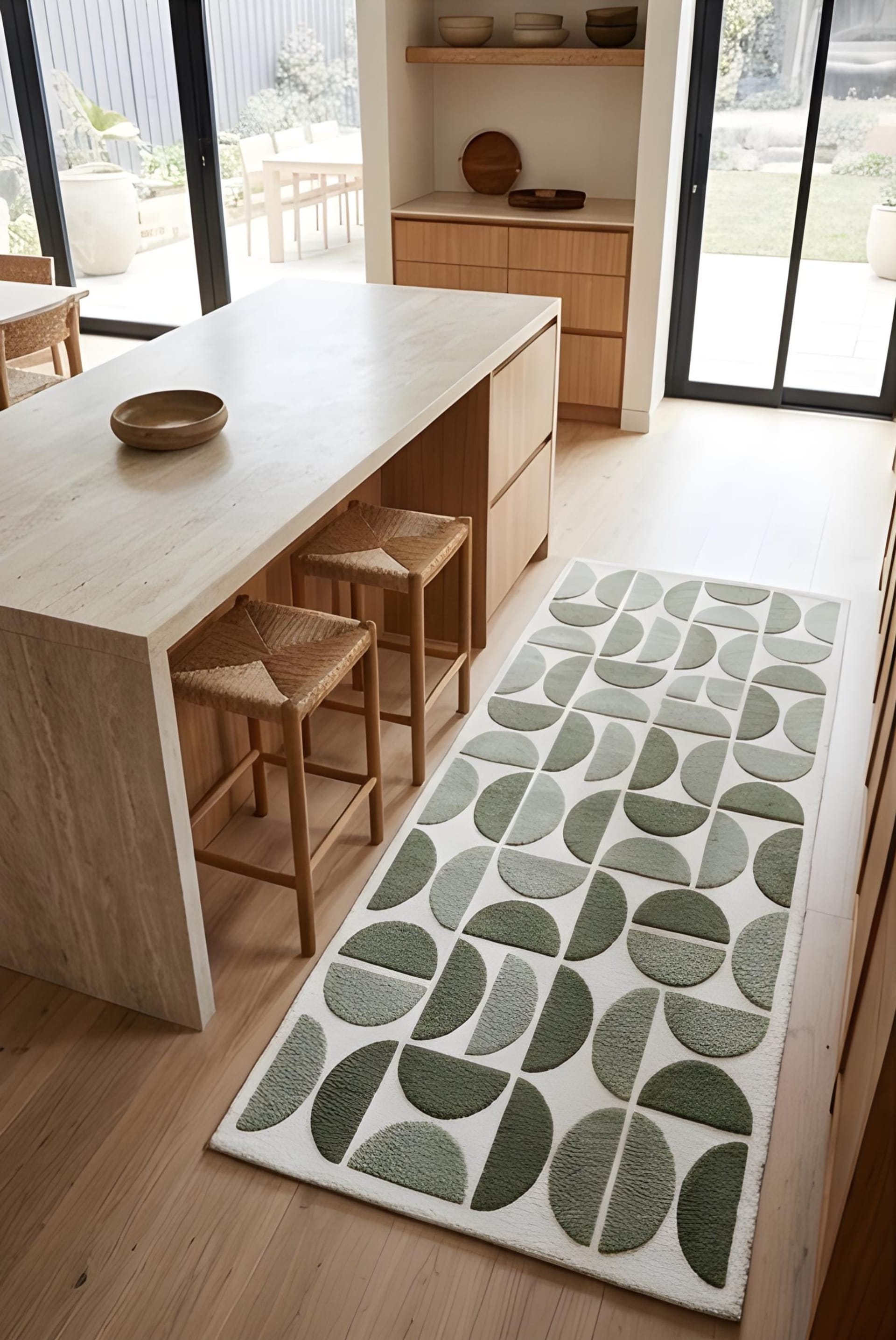 Olive Arch Geometric Wool Runner