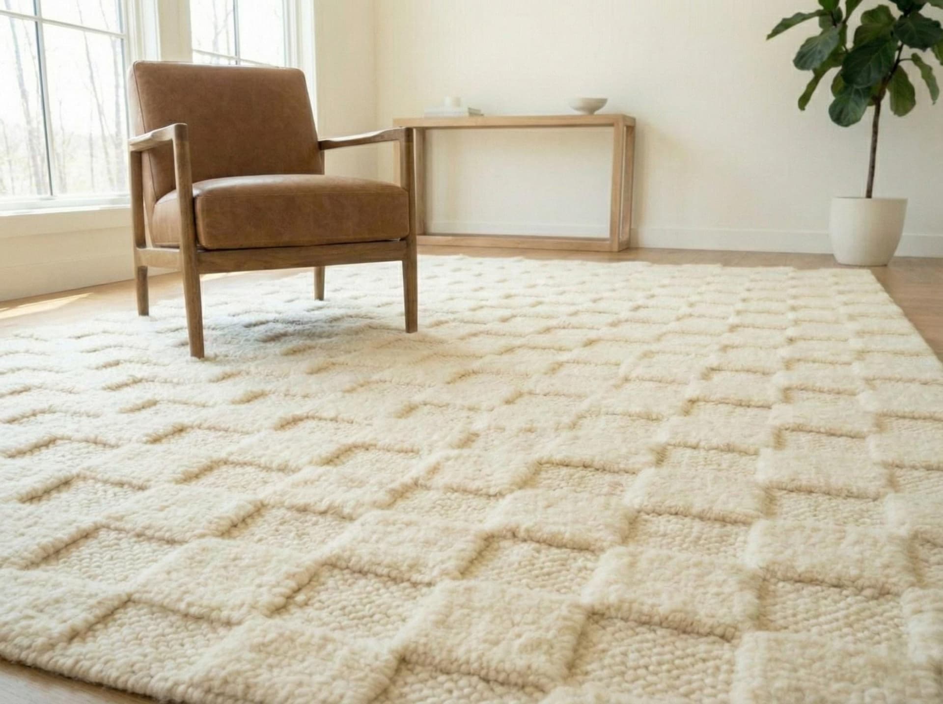 Ivory Geometric Texture Weave