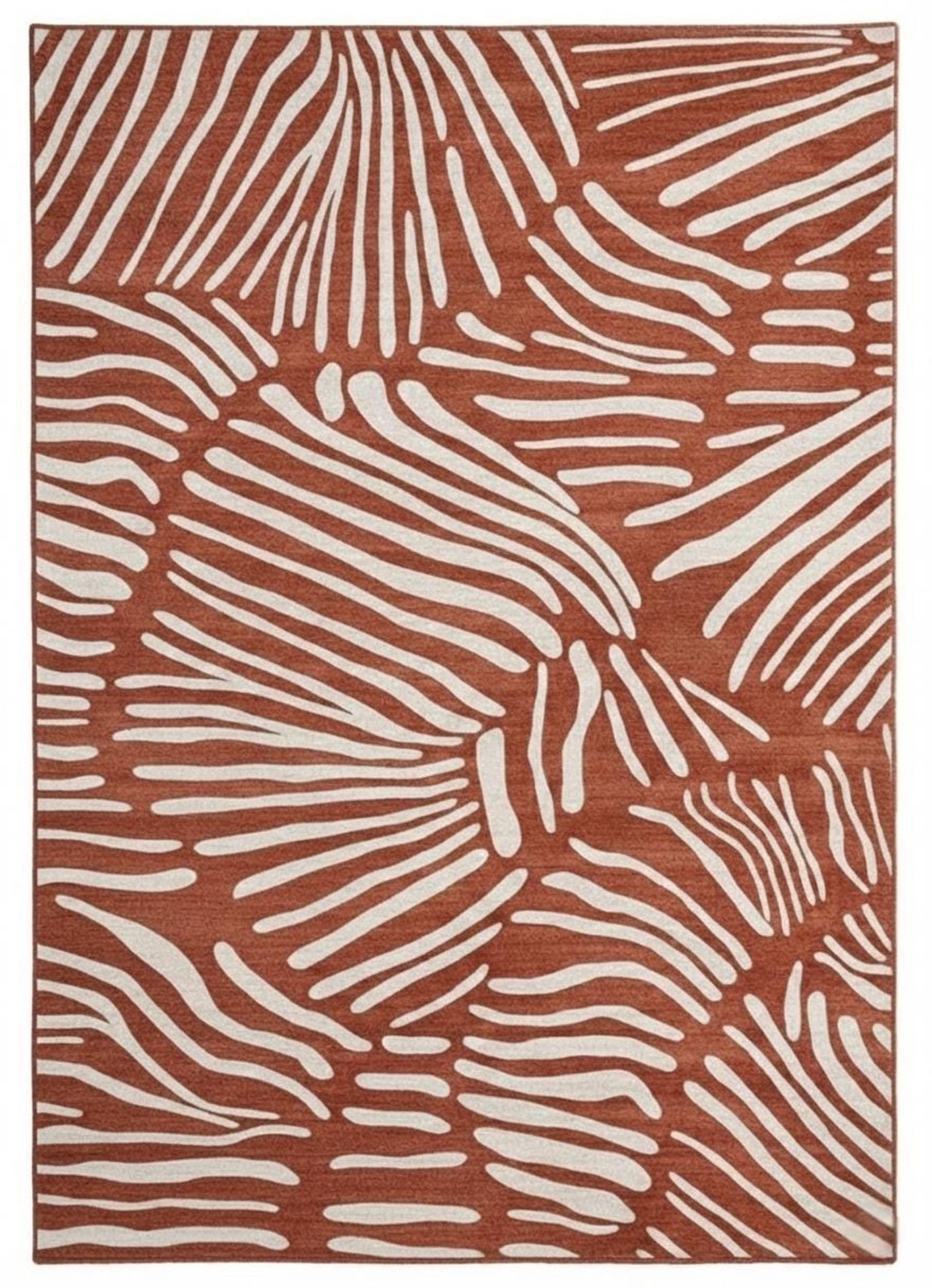 Terracotta Ivory Abstract Organic Rug