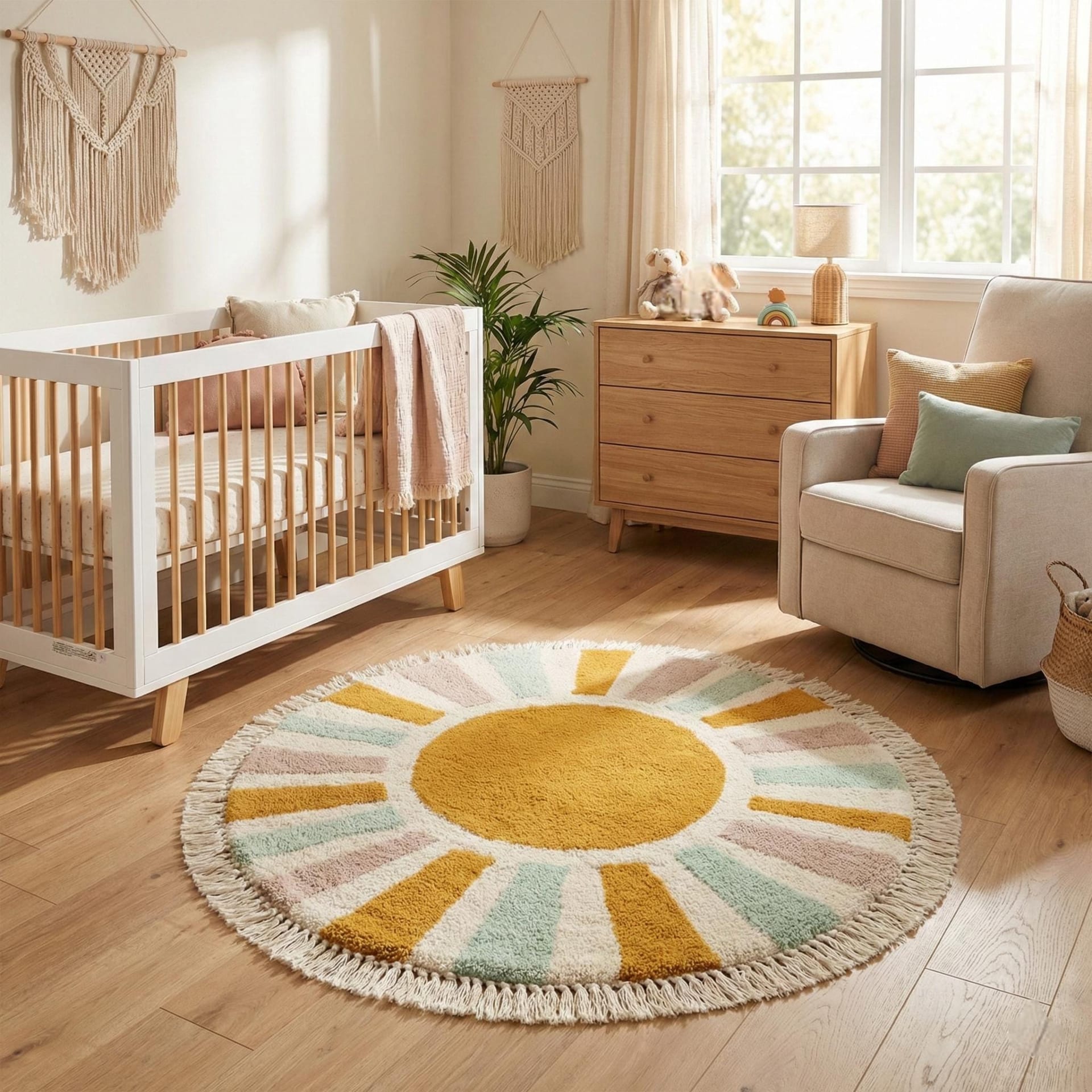 Mustard Sunburst Pastel Round