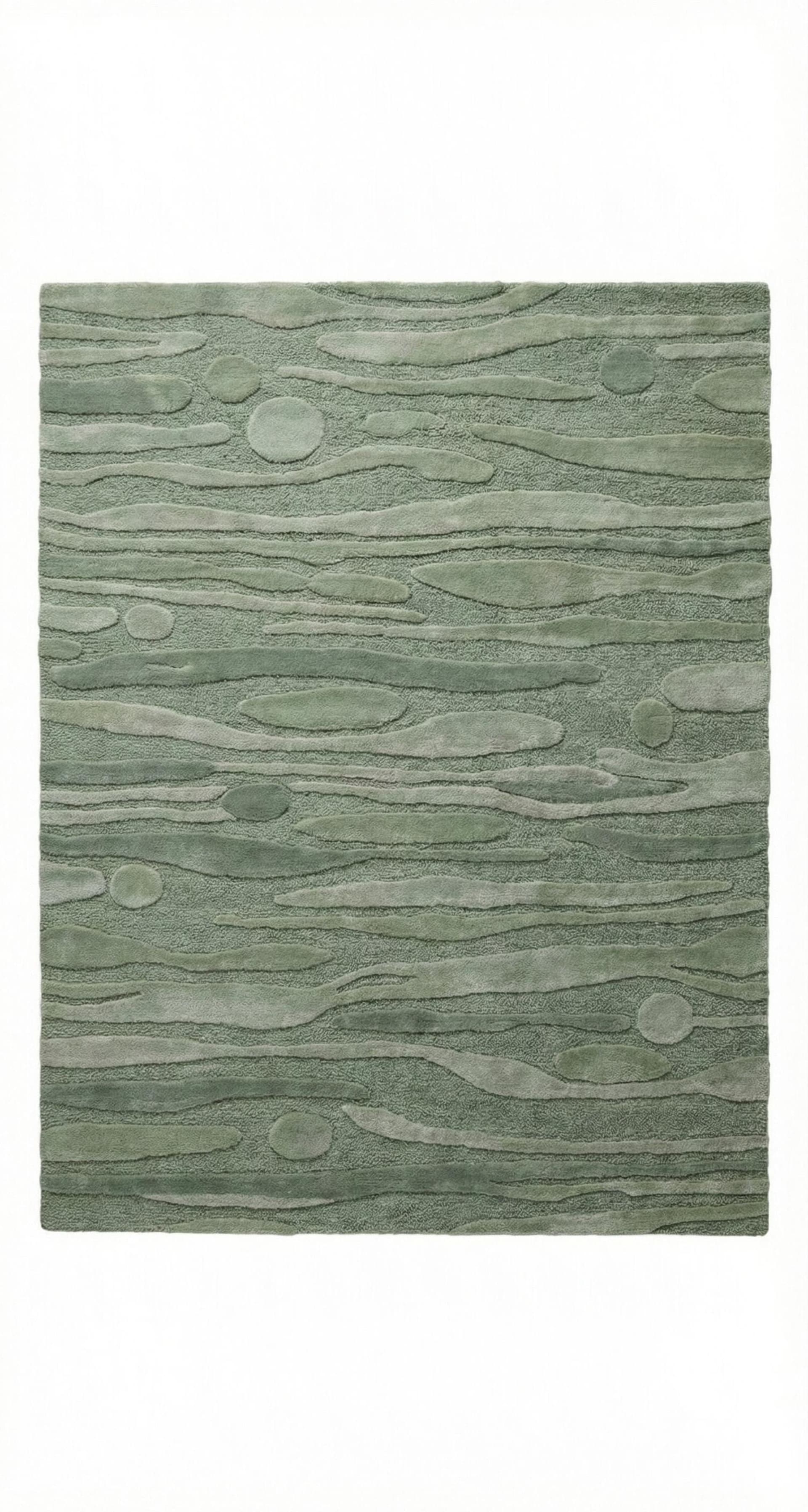 Sage Abstract Sculpted Wool Rug