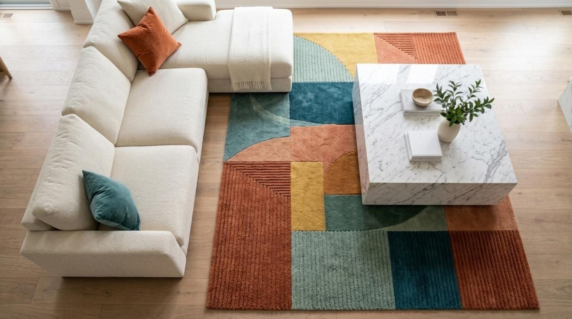 Ochre Teal Landscape Block