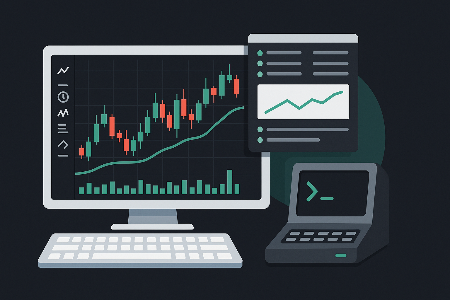 Illustration of trading software and hardware