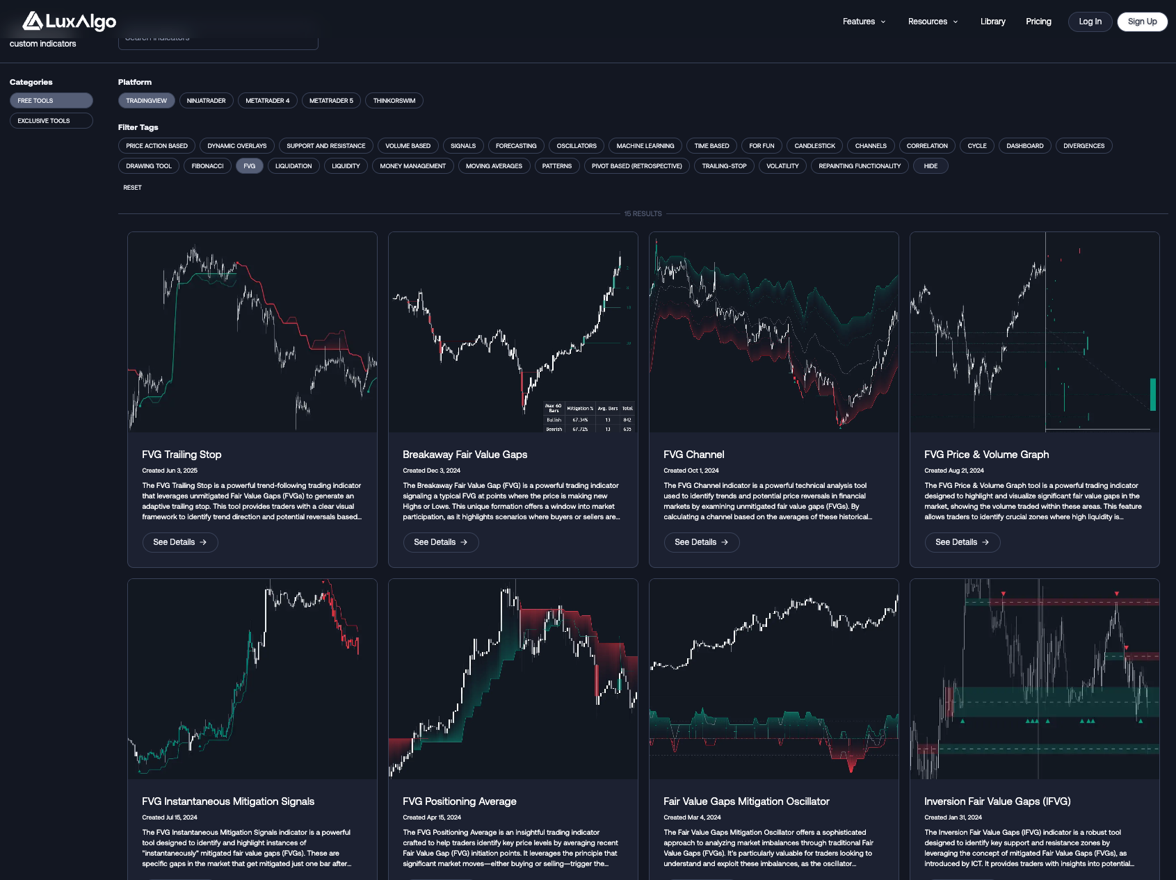 LuxAlgo Library Fair Value Gap tools