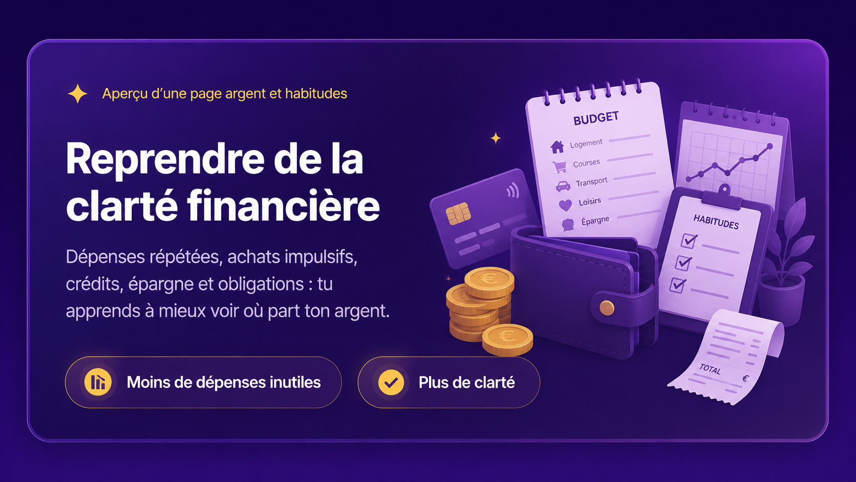 Aperçu d’une page argent et habitudes