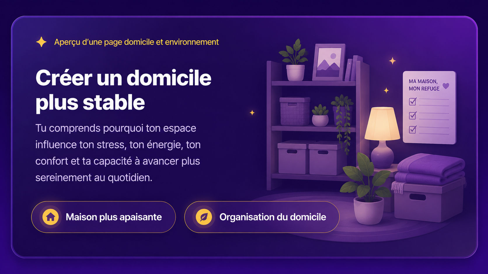 Aperçu d’une page domicile et environnement