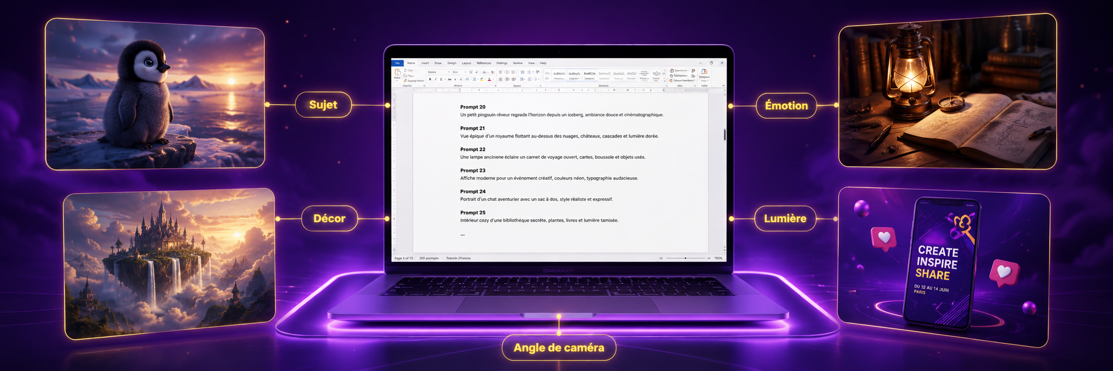 Illustration du pack 300 Prompts IA