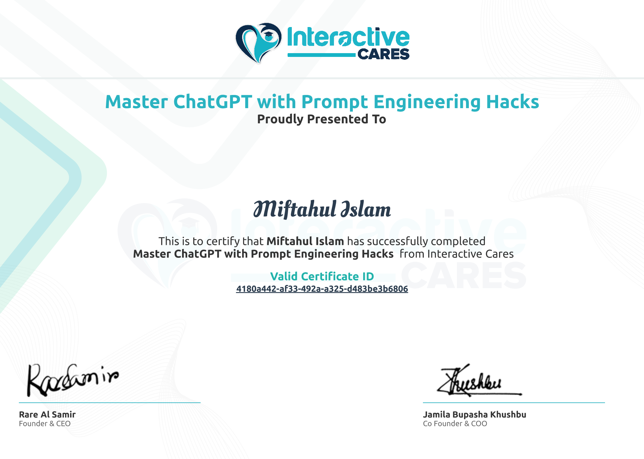 ChatGPT Prompt Hacks Certificate