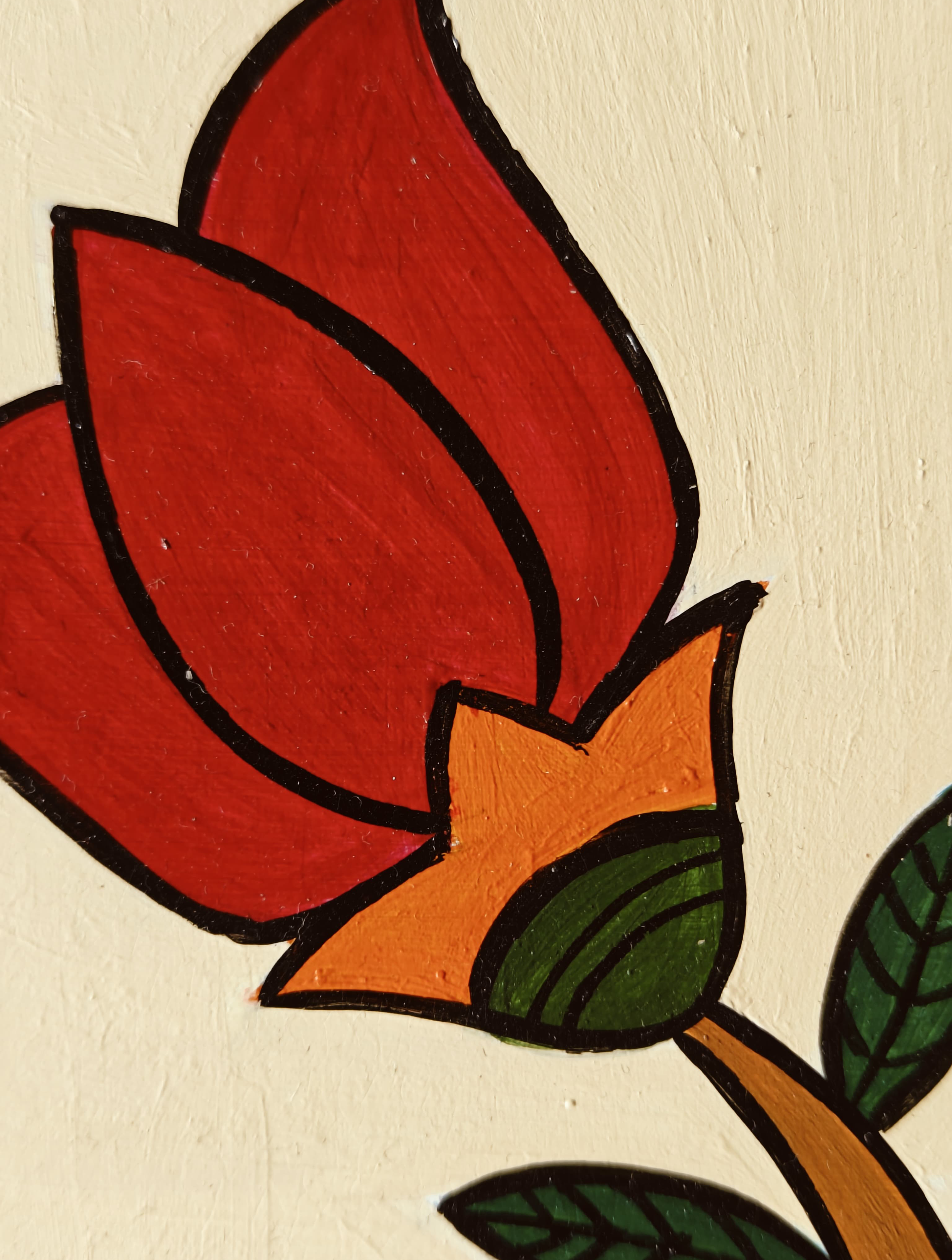 Red Flower Wooden Wall Plate view 3