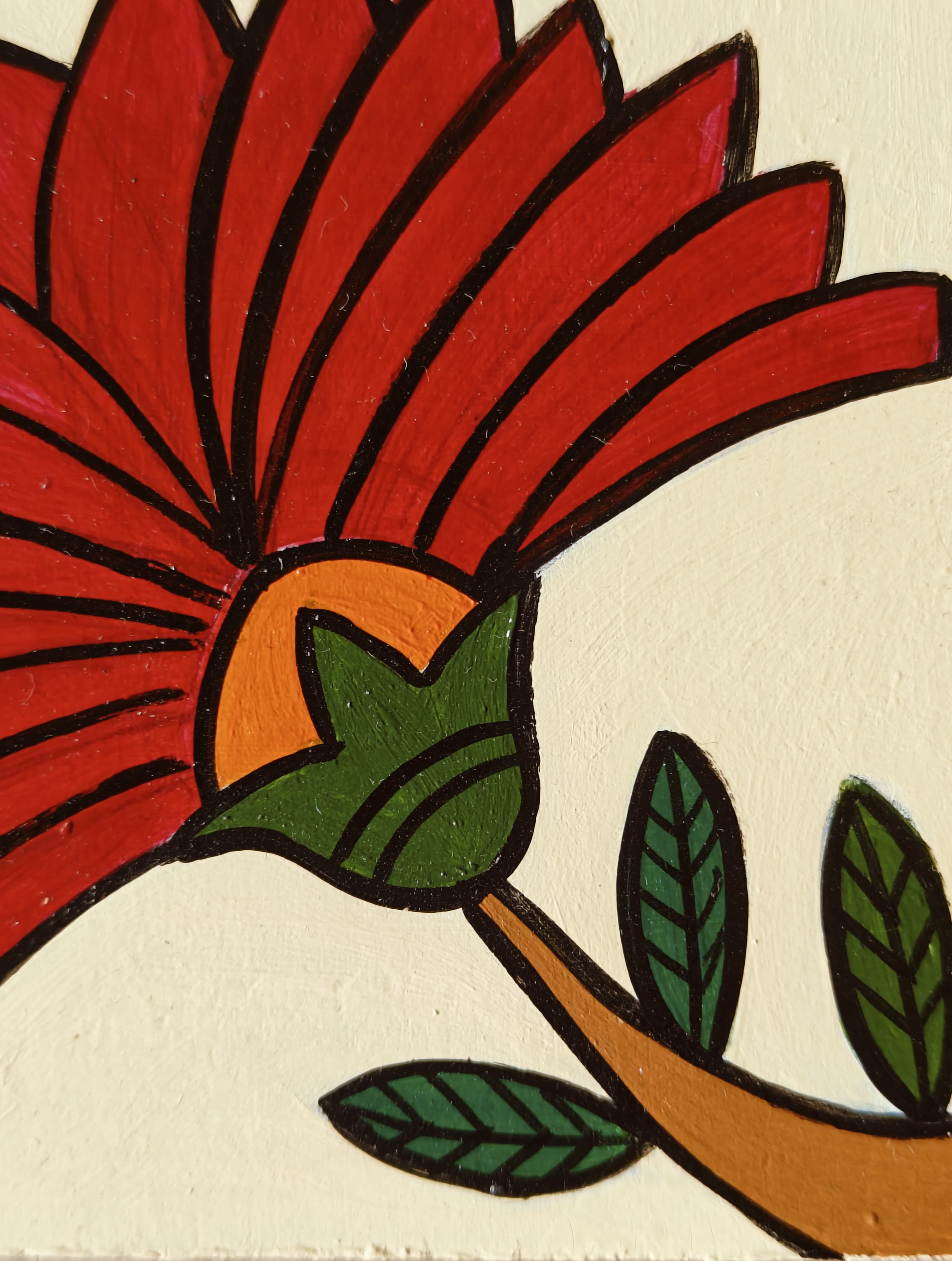 Red Flower Wooden Wall Plate view 2