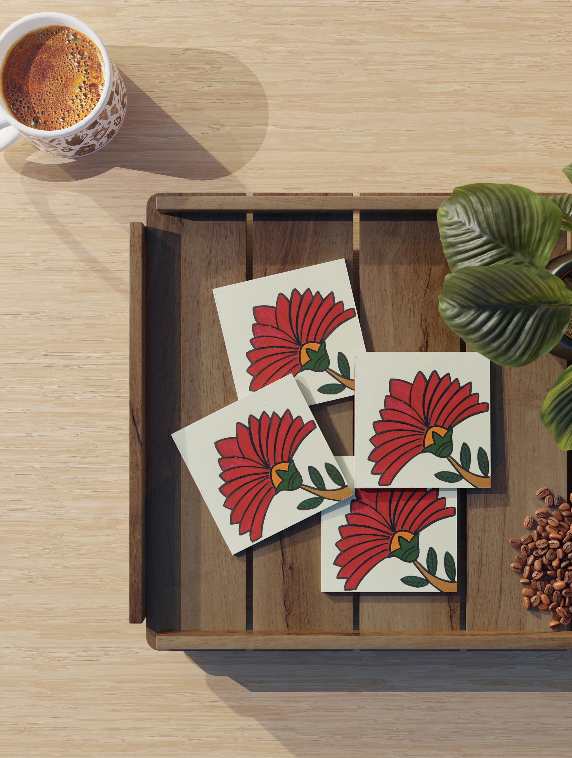 Floral Coasters- Set of 4